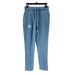 NWT Laila Ali Blue Boyfriend Joggers Pants XS Distressed Wash‎